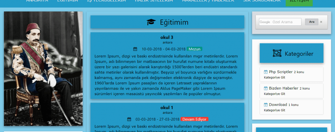 Kişisel cv ve blog sitesi